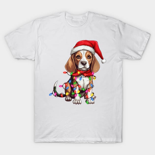 Christmas Beagle T-Shirt by Chromatic Fusion Studio